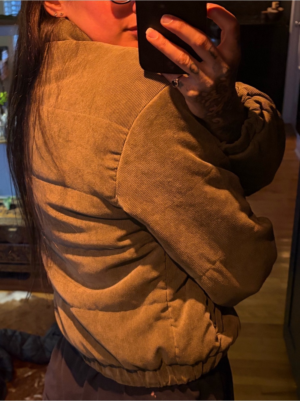 Fashion Nova Olive Corduroy Puffer Jacket - Picture 2 of 4